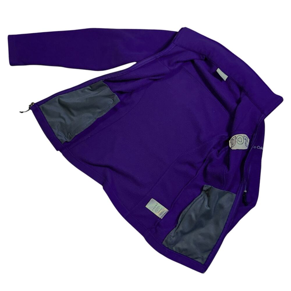Columbia Fleece Jacket Womens Purple TCU Embroidered Full Zip Mock Neck Sz XS - Picture 5 of 9